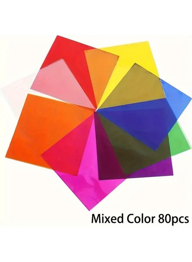 Mix Colors Transparent Film Paper 80 Sheets 7 5x7 5 Inches For DIY Crafts Gift Wrapping Eid Decorations - Image 1